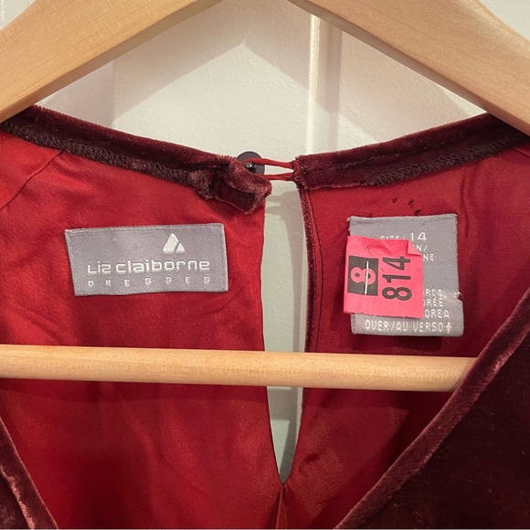 Vintage 90’s Liz Claiborne Rust Velvet A-line Dress - Picture 3 of 4